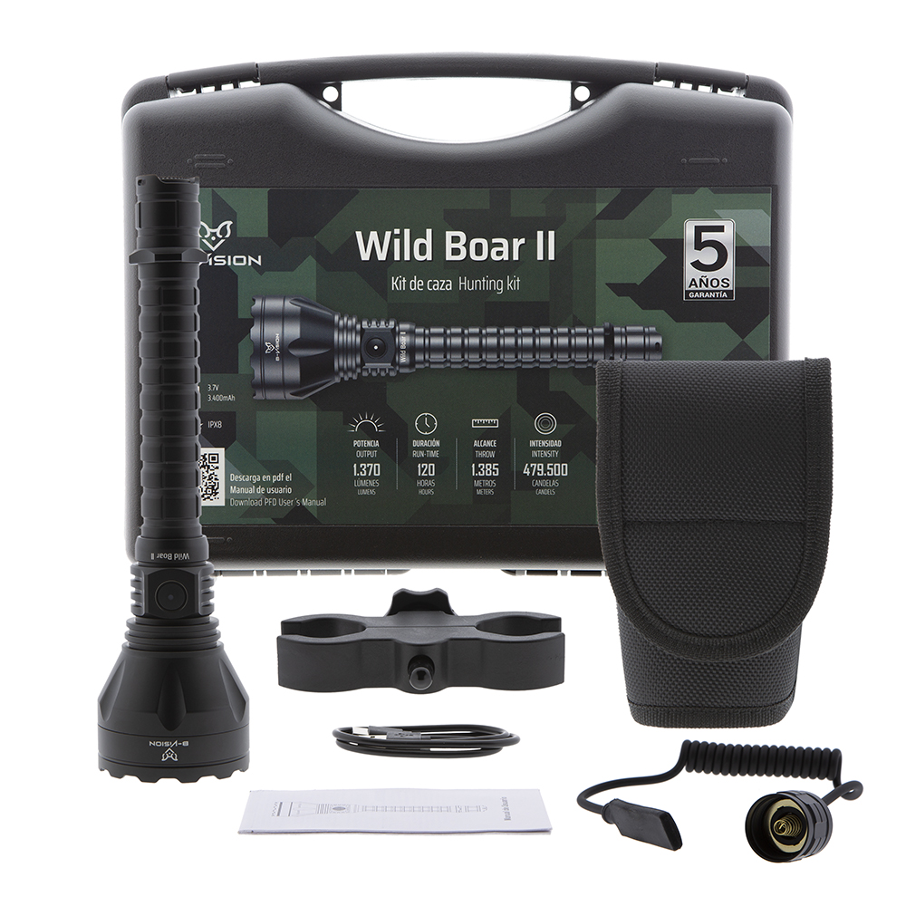 Linterna LED WILD BOAR II 1.350 lum con kit de caza B-Vision - El Caldén  Outdoor