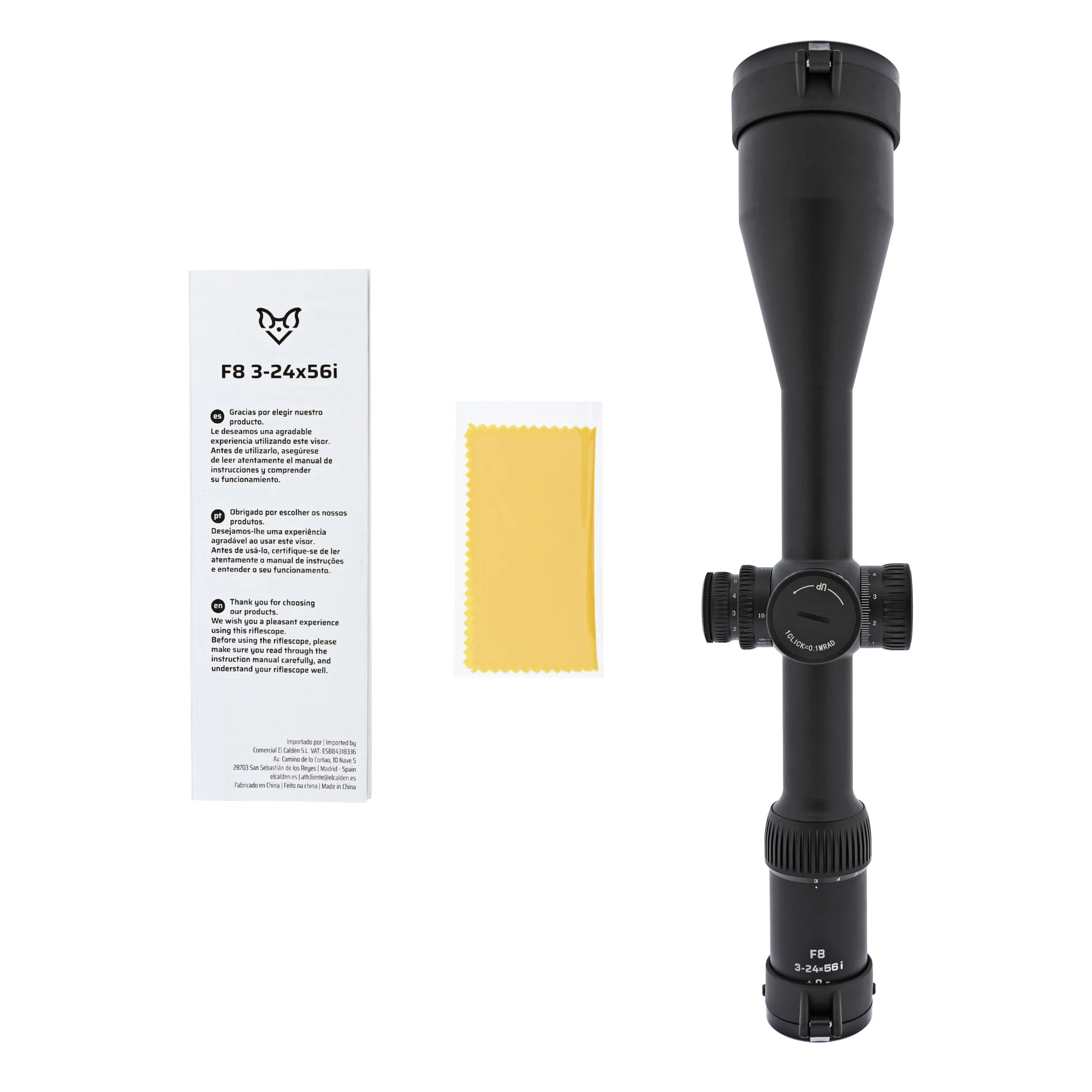 Visor B-Vision F8 3-24x56 Imagen y contenido de la caja
