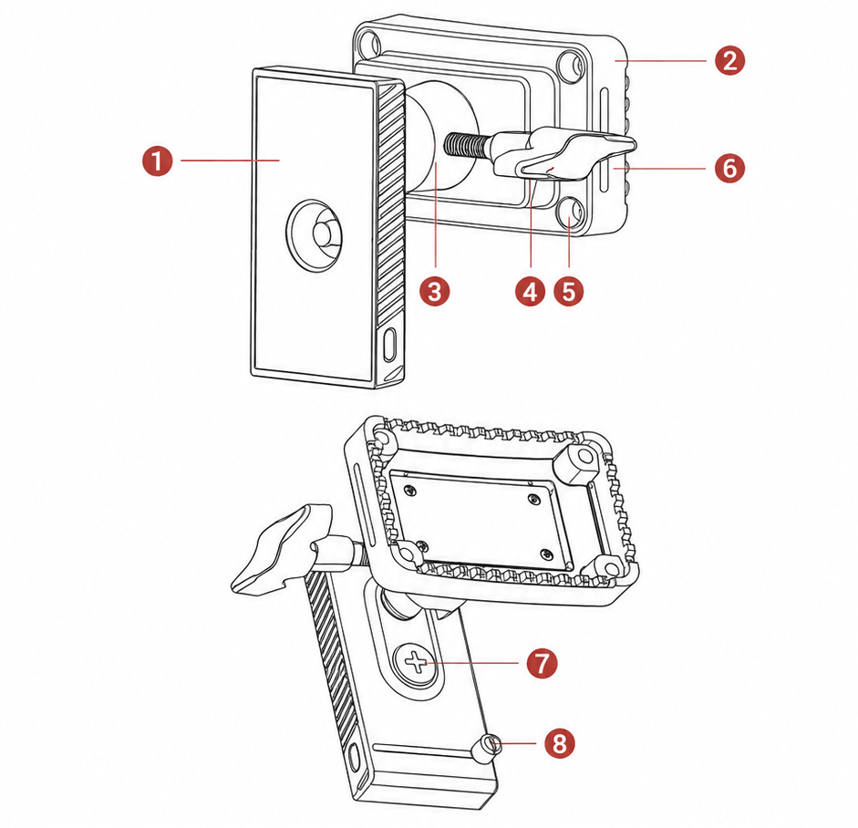 Soporte para cámara Hikmicro T16 componentes