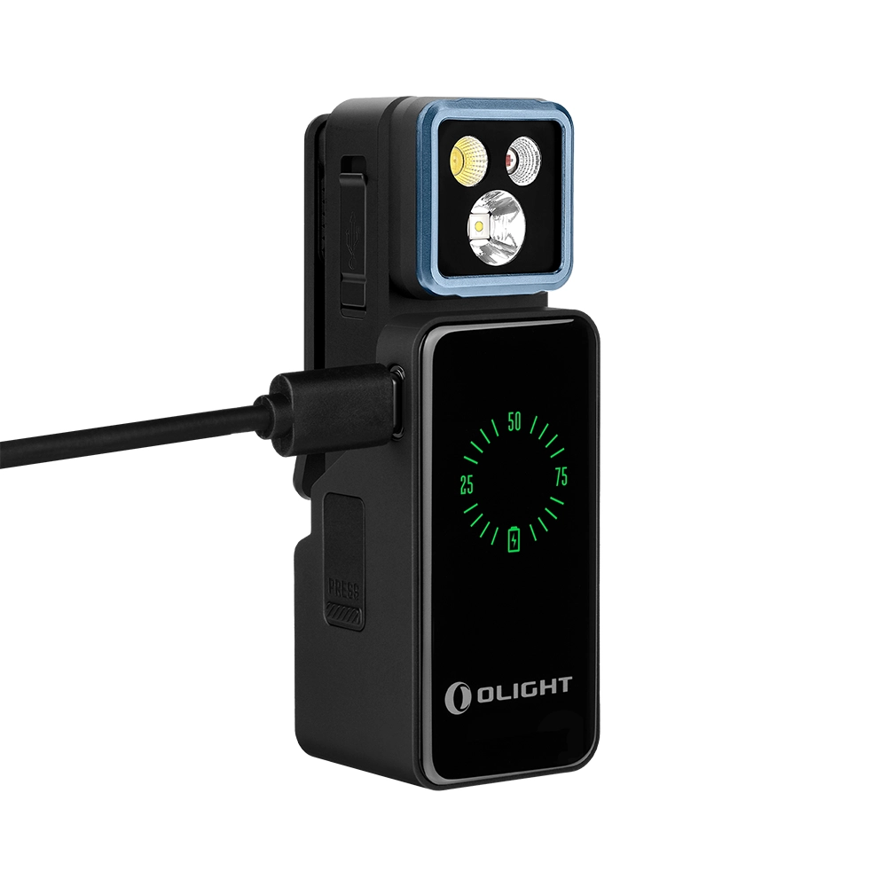 Linterna articulada UV Olight Oclip 2 Pro Premium Negro base imagen carga